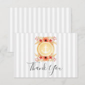 Waterverf Floral Gold Anchor Dank u kaart (Voorkant / Achterkant)