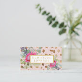 Waterverf Floral Gold Blush Visitekaartje (Staand voorkant)