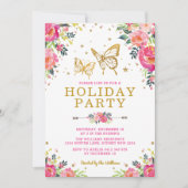 Waterverf Floral Gold Butterfly Holiday Kaart (Voorkant)