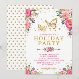 Waterverf Floral Gold Butterfly Holiday Kaart