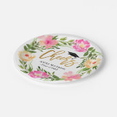 Waterverf Floral Gold Cheers Aangepast Afstuderen Papieren Bordje (Gekanteld)