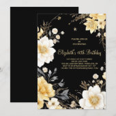 Waterverf Floral Gold Elegant 40e Verjaardag Kaart (Voorkant / Achterkant)