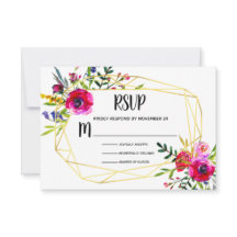 Waterverf Floral Gold Geometric RSVP