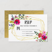 Waterverf Floral Gold Geometric RSVP (Voorkant / Achterkant)
