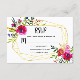 Waterverf Floral Gold Geometric RSVP Kaartje