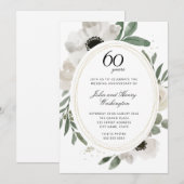 Waterverf Floral Gold Glitter 60e Jubileum Kaart (Voorkant / Achterkant)