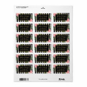 Waterverf Floral Gold Glitter Black White Stripes Etiket (Full Sheet)