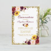 Waterverf Floral Gold Glitter Kaart (Staand voorkant)