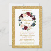 Waterverf Floral Gold Glitter-kerstfeest Kaart (Voorkant)
