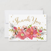 Waterverf Floral Gold Glitter Modern Hartelijk dan Bedankkaart (Voorkant)