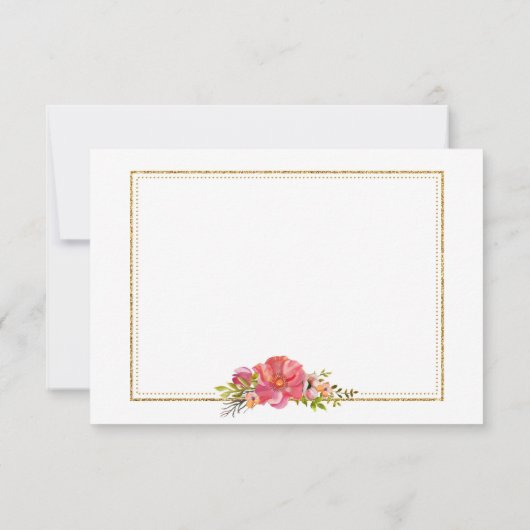 Waterverf Floral Gold Glitter Modern Hartelijk dan Bedankkaart (Achterkant)