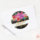 Waterverf Floral Gold Glitter Streep Dank u Ronde Sticker (Envelop)