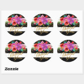 Waterverf Floral Gold Glitter Streep Dank u Ronde Sticker (Vel)