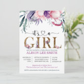 Waterverf Floral & Gold "Het is een meisje" Baby s (Staand voorkant)