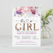 Waterverf Floral & Gold "Het is een meisje" Baby s (Staand voorkant)