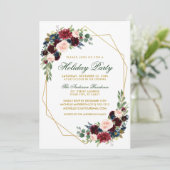 Waterverf Floral Gold Holiday Groene Kaart (Staand voorkant)