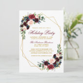 Waterverf Floral Gold Holiday Kaart (Staand voorkant)