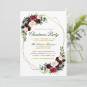 Waterverf Floral Gold Kerstparty Green Kaart (Staand voorkant)
