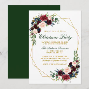 Waterverf Floral Gold Kerstparty Green Kaart
