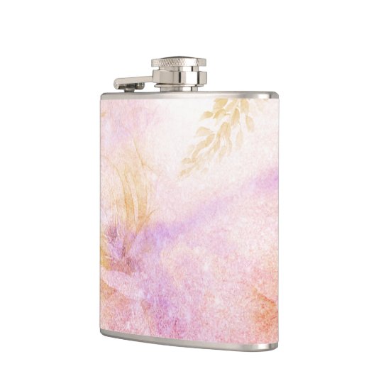 *~* Waterverf Floral Gold Lavender Peach Glitter Heupfles (Links)