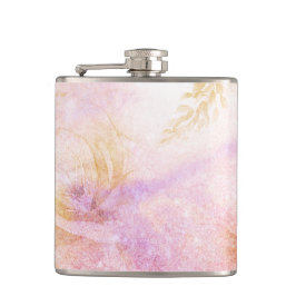 *~* Waterverf Floral Gold Lavender Peach Glitter Heupfles