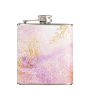 *~* Waterverf Floral Gold Lavender Peach Glitter Heupfles