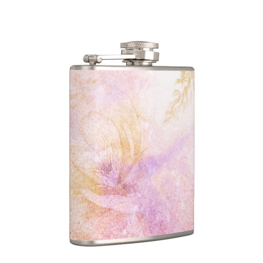 *~* Waterverf Floral Gold Lavender Peach Glitter Heupfles (Rechts)