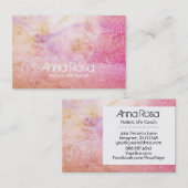 ** Waterverf Floral Gold Lavender Peach Glitter Visitekaartje (Voorkant / Achterkant)
