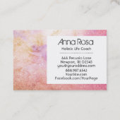 ** Waterverf Floral Gold Lavender Peach Glitter Visitekaartje (Achterkant)