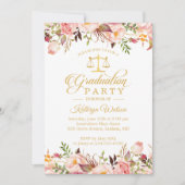 Waterverf Floral Gold Law School Afstuderen Kaart (Voorkant)