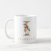 Waterverf Floral & Gold Letter I Monogram Koffiemok (Links)