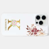 Waterverf Floral & Gold Letter K Monogram Case-Mate iPhone Case (Achterkant (horizontaal))