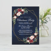 Waterverf Floral Gold Lijst kerstfeestblauw Kaart (Staand voorkant)