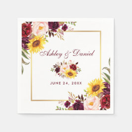 Waterverf Floral Gold Lijst Servet