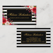 Waterverf Floral Gold Lijst Striped Visitekaartje (Voorkant / Achterkant)