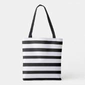 Waterverf Floral Gold Monogram Black Witte streep Tote Bag (Achterkant)
