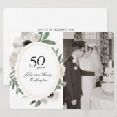 Waterverf Floral Gold Photo 50e Jubileum Kaart (Voorkant / Achterkant)