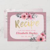 Waterverf Floral Gold Script Vrijgezellenfeest Rec Uitnodiging Briefkaart (Voorkant / Achterkant)