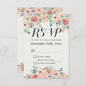 Waterverf Floral & Gold Script Wedding RSVP Antwoo (Voorkant / Achterkant)