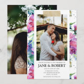 Waterverf Floral Gold Tape 2 foto bruiloft Kaart (Voorkant / Achterkant)