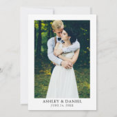 Waterverf Floral Gold Wedding Blue Foto Kaart (Achterkant)