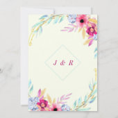 Waterverf Floral Gold Wedding Invitation Sjabloon (Achterkant)