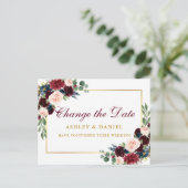 Waterverf Floral Gold wijzig de datum Briefkaart (Staand voorkant)