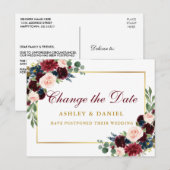 Waterverf Floral Gold wijzig de datum Briefkaart (Voorkant / Achterkant)
