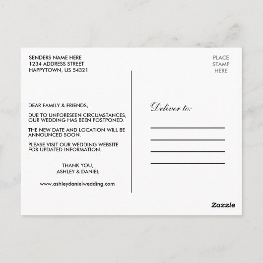 Waterverf Floral Gold wijzig de datum Briefkaart (Achterkant)