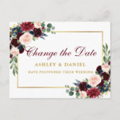 Waterverf Floral Gold wijzig de datum Briefkaart (Voorkant)