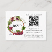 Waterverf Floral Grape Vines met foto RSVP QR Informatiekaartje (Voorkant)