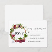 Waterverf Floral Grape Vines Wreatding Wedding RSVP Kaartje (Voorkant / Achterkant)