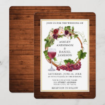 Waterverf Floral Grape Vines Wreator Wood Wedding