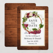 Waterverf Floral Grape Wood Save The Date (Voorkant / Achterkant)